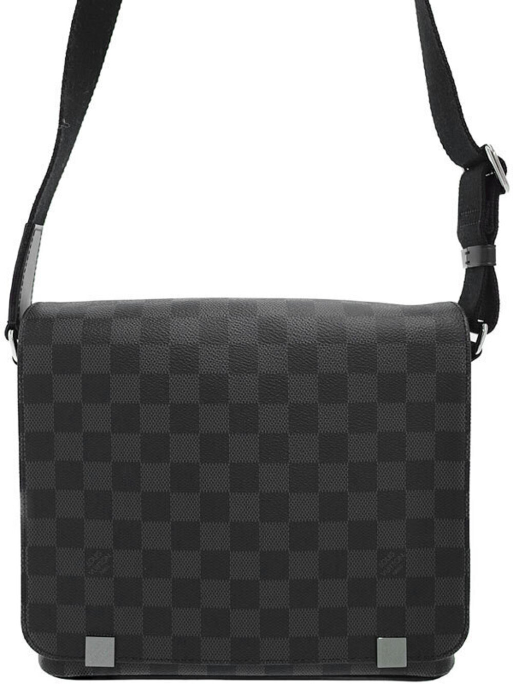 Louis Vuitton Damier District NM Shoulder Bag Canvas Leather Graphite Black